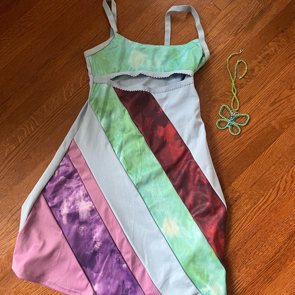 Colorful Striped Dress with Necklace